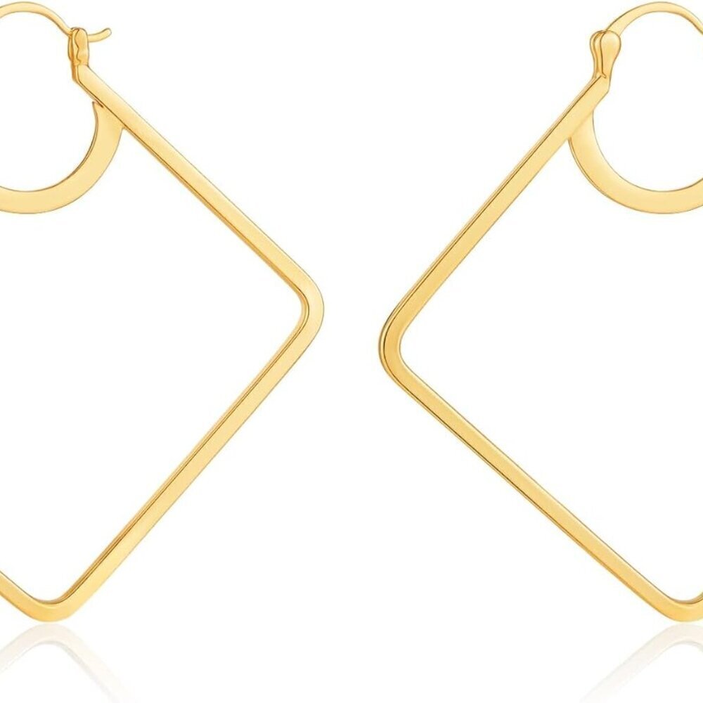 Gold Hoop Earrings Women 18K Gold Plated Square Geometric Statement Jewelry